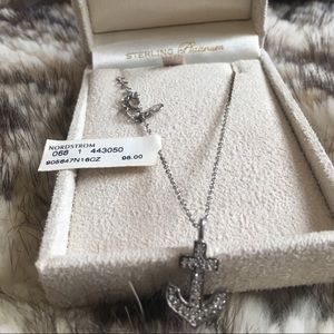 Crislu Sterling Platinum silver Anchor Necklace